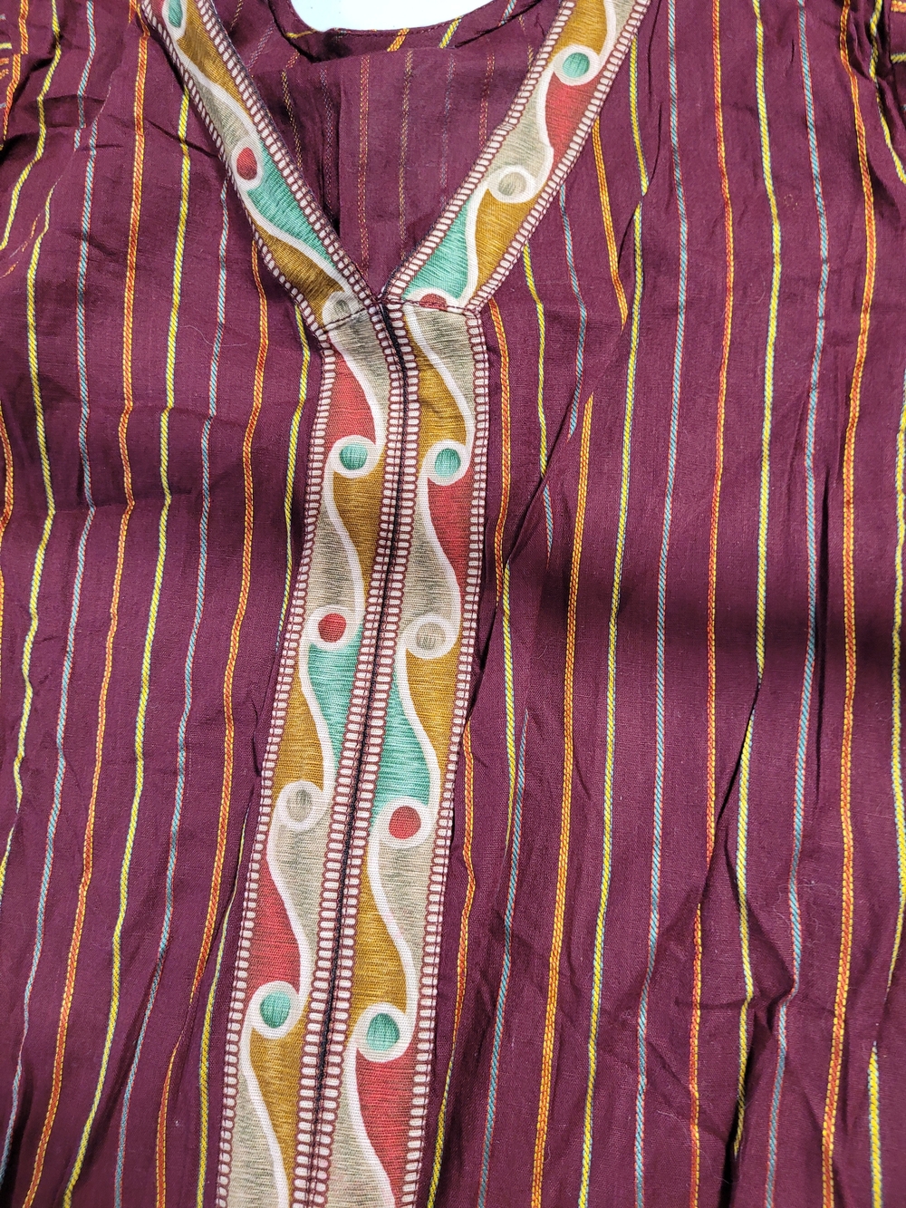 Maroon Striped Embroidered Tunic - Picture 4 of 5